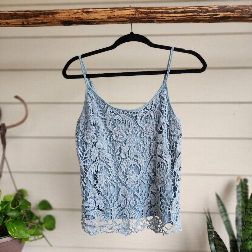 Mossimo Teal Lace Crochet Camisole Tank Top XS